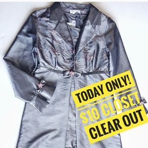 Girl's Gray Sleeveless Dress with Coat - Formal